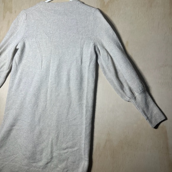 Madewell Neutral Wool Blend Bubble Sleeve V Neck Knit Sweater Medium - Picture 10 of 10